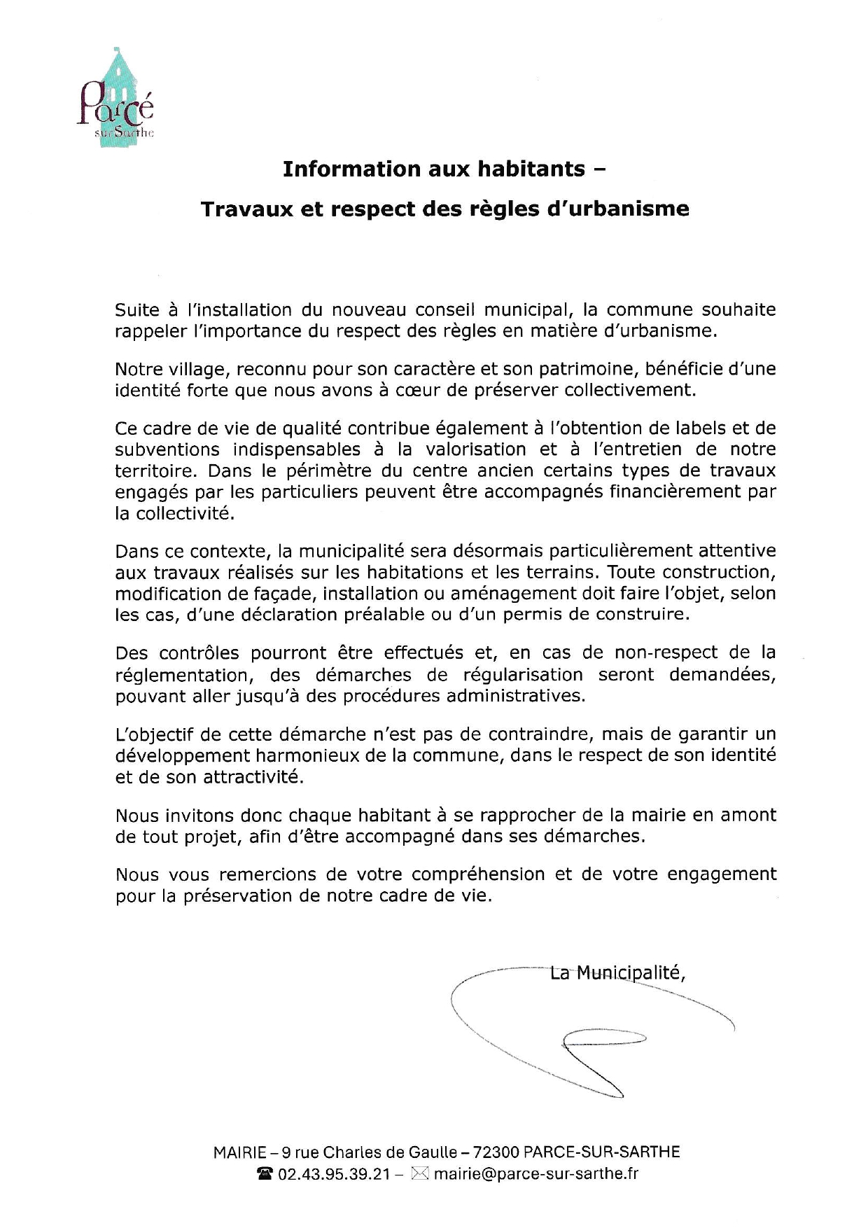 INFORMATION AUX HABITANTS TRAVAUX ET RESPECT DES REGLES D URBANISME page 0001
